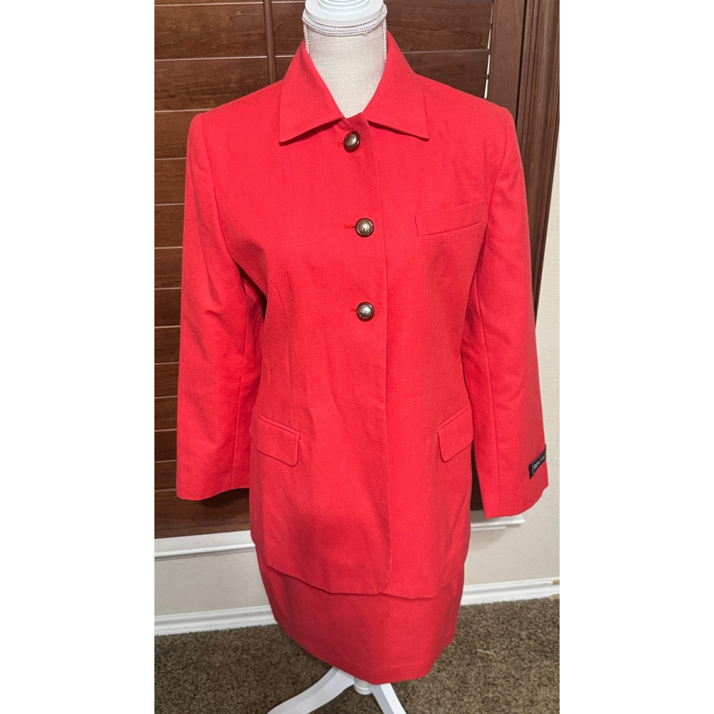 Vintage Harve Benard Suit Wool Red skirt & jacket sz 8/10 Old Money Classic